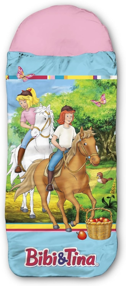 BERONAGE Kinderschlafsack Bibi und Tina Freunde Blau/Rosa Kinder-Schlafsack, 140 cm + 30 cm (Kapuze) x 70 cm Bild 1