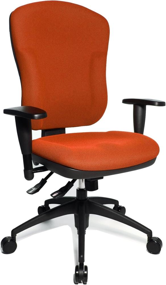 Topstar Wellpoint 30 SY, ergonomischer Bürostuhl, Schreibtischstuhl, Muldensitz, inkl. Armlehnen, Bezug orange Bild 1