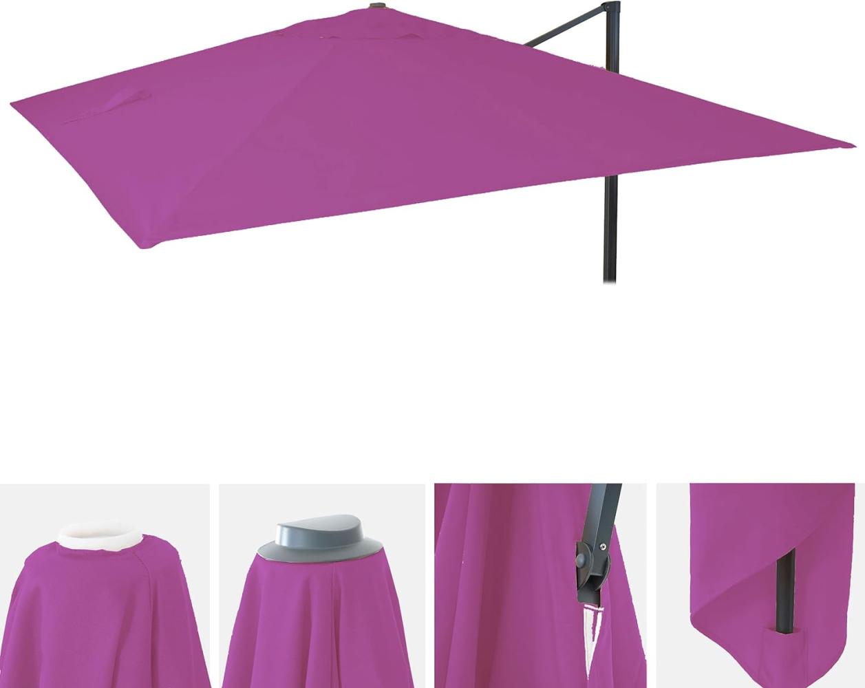 Ersatz-Bezug für Luxus-Ampelschirm HWC-A96, Sonnenschirmbezug Ersatzbezug, 3x4m (Ø5m) Polyester 3,5kg ~ lila-violett Bild 1