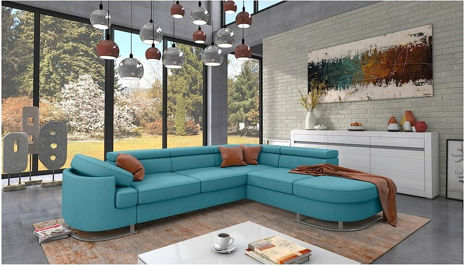 Stylefy Ice Ecksofa Struktur fein BLOOM Türkis Links Bild 1