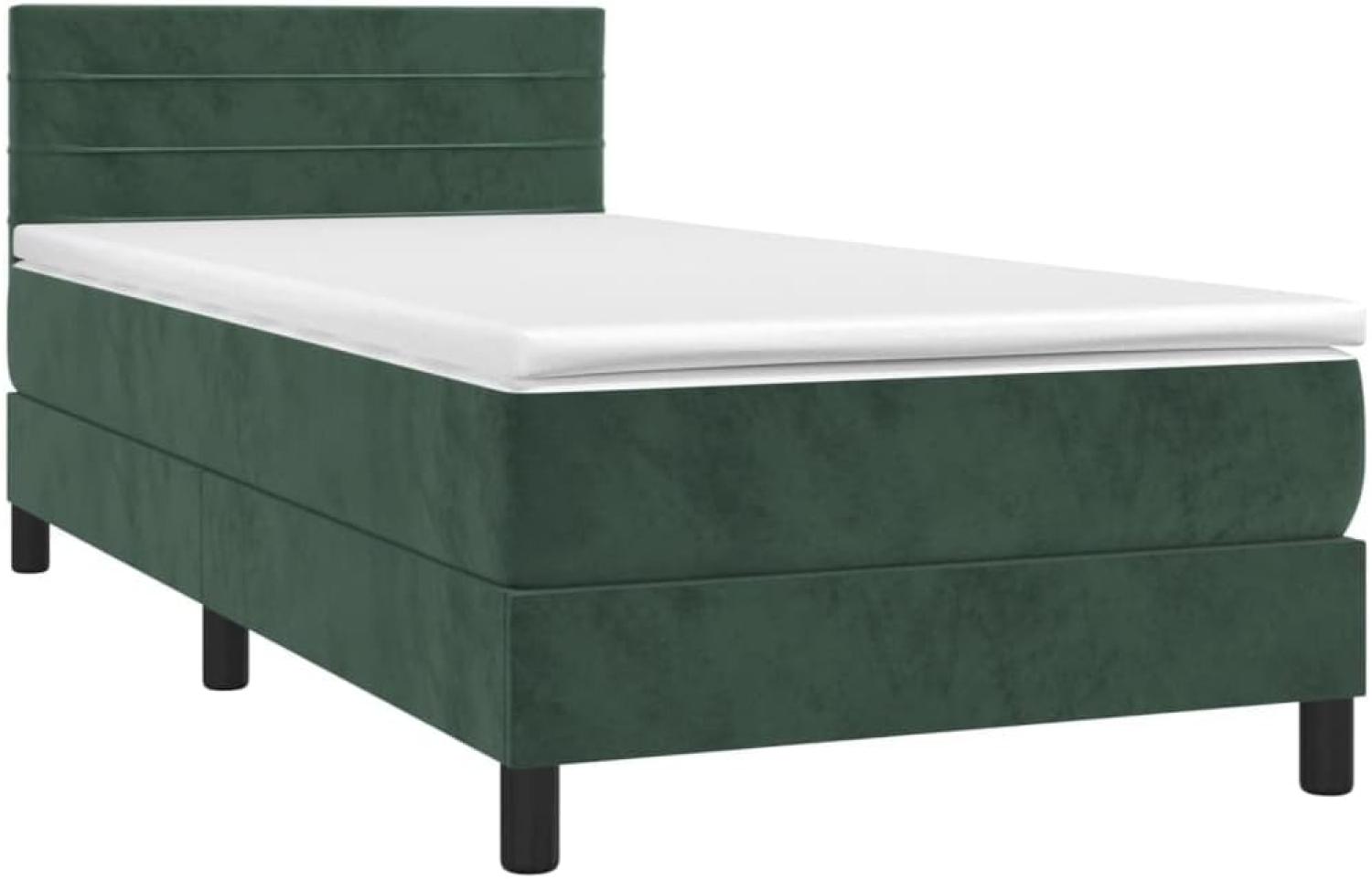 vidaXL Boxspringbett mit Matratze Dunkelgrün 90x190 cm Samt 3141338 Bild 1