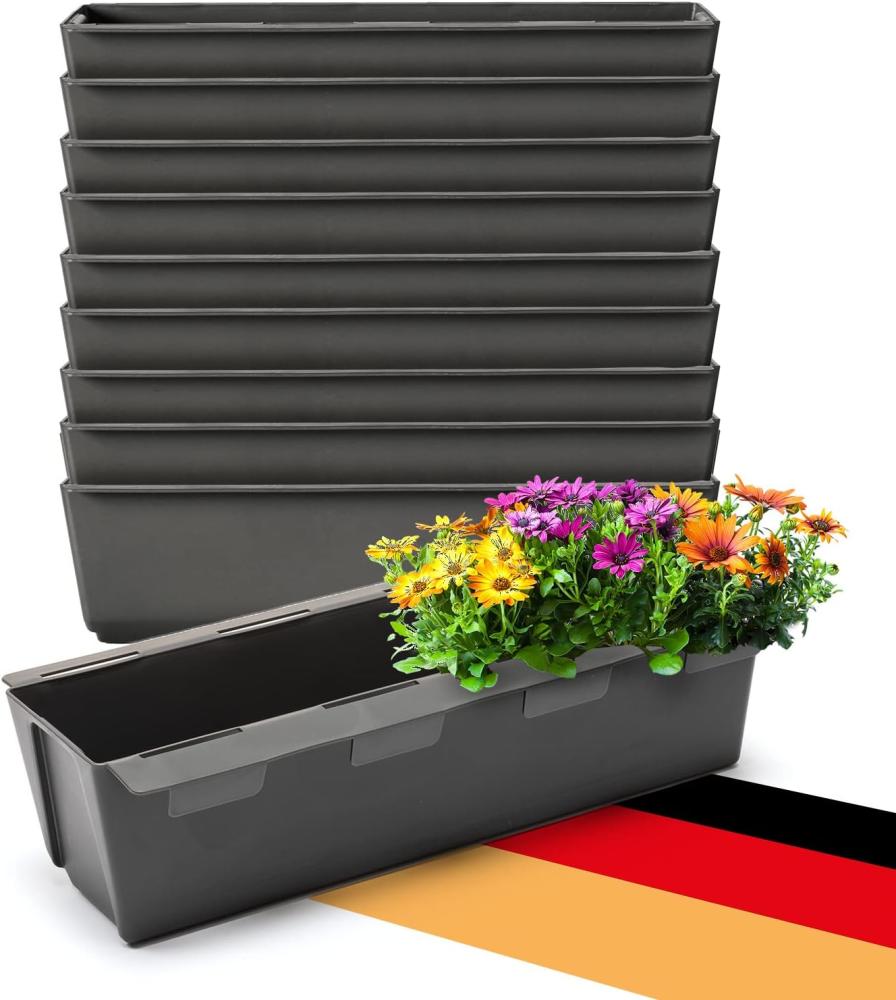 BigDean Blumenkasten Paletten-Einsatz zum Einhängen 37cm anthrazit Pflanzkasten Europalett (10 St) Bild 1