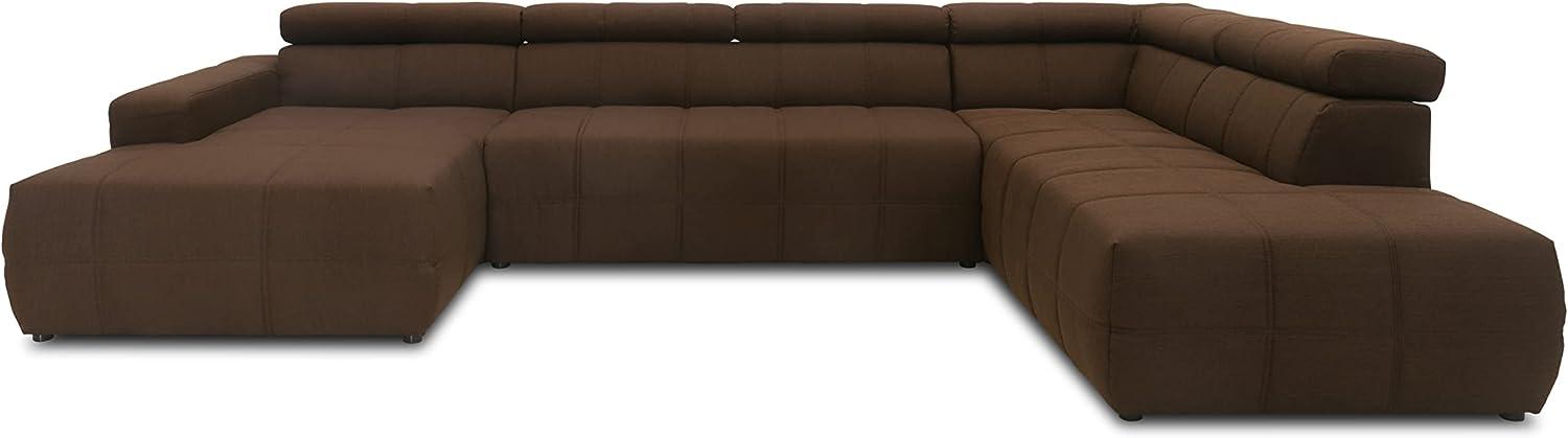 DOMO Collection Brandon Sofa, Wohnlandschaft mit Rückenfunktion in U-Form, Polsterecke Eckgarnitur Polstergarnitur, Dunkelbraun, 175 x 359 x 228 cm Bild 1