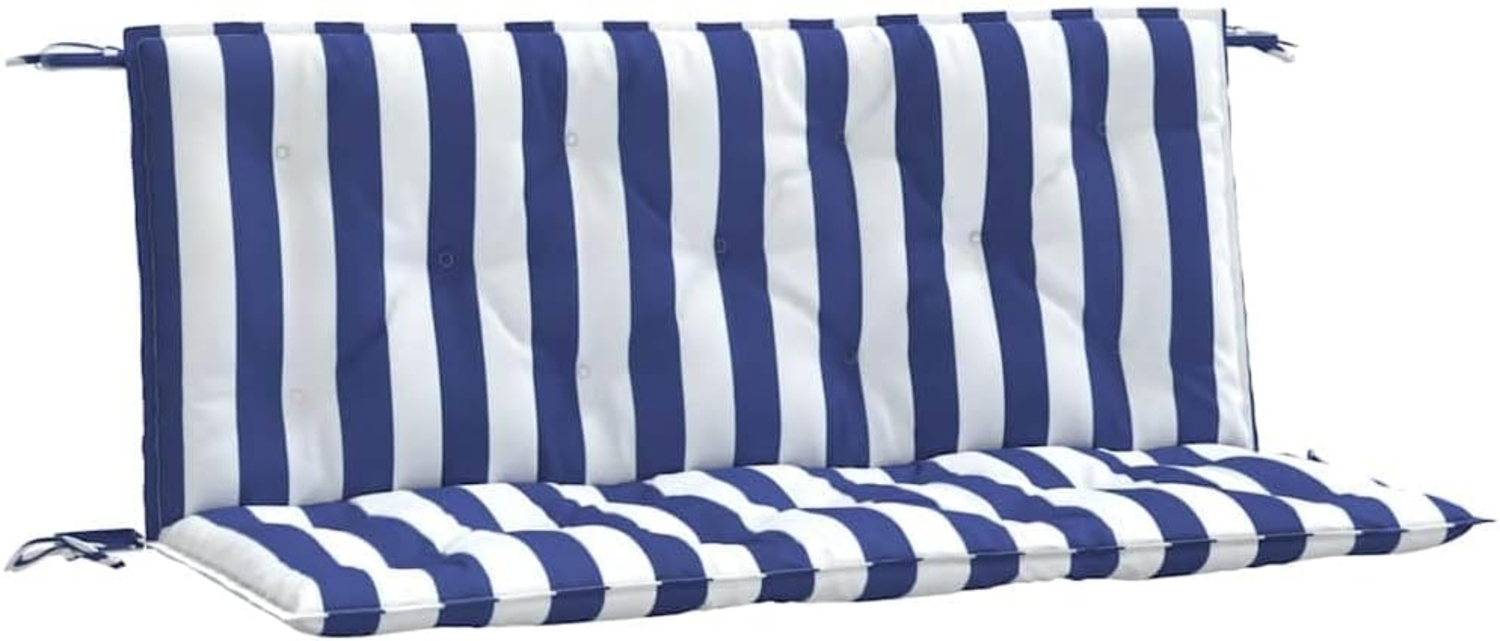 vidaXL Gartenbank-Auflagen, 2 Stk., Polyester, Blau / Weiß, 120 x 50 x 7 cm Bild 1