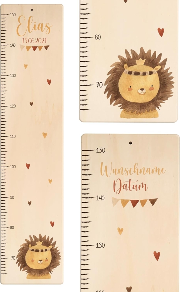 KIDSMOOD - Messlatte für Kinderzimmer Personalisiert, 70-140 cm - Messlatte Kinder Holz personalisiert Mit Namen für Baby- & Kleinkinderzimmer - Individuelles Geschenk für Kinder und Babys zum Geburt Bild 1