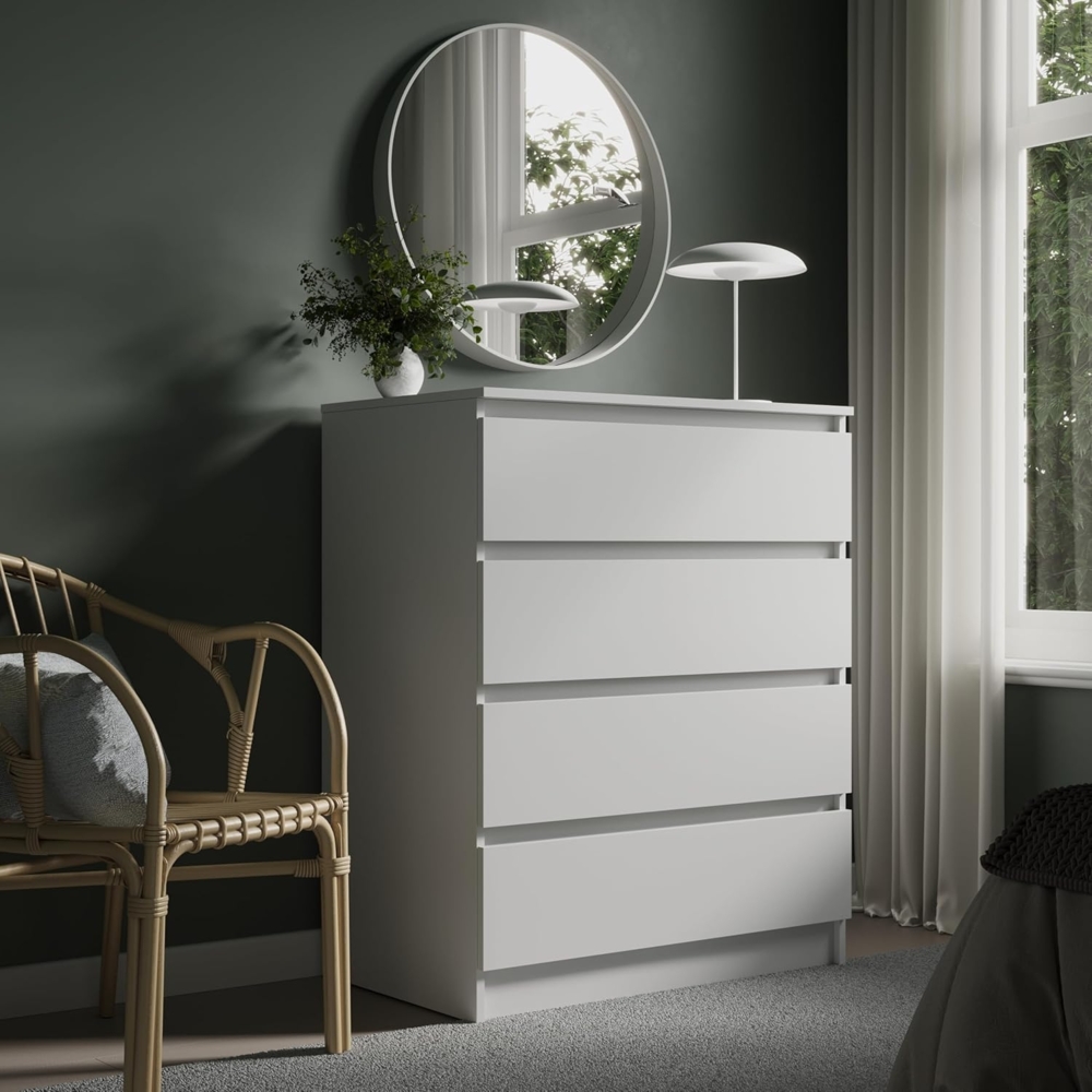 Home Collective Kommode mit Schublade 80, 100, 120, 140 cm breit weiß Holz Schrank (Highboard Anrichte Schlafzimmer Wohnzimmer Flur Büro Organizer), Kommode 80 cm breit Schrank Kommode Sideboard Höhe 100 cm Bild 1