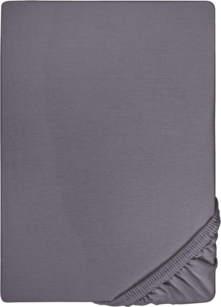 biberna 0077144 Feinjersey Spannbetttuch (Matratzenhöhe max. 22 cm) (Baumwolle) 90x190 cm -> 100x200 cm, silber/grau Bild 1