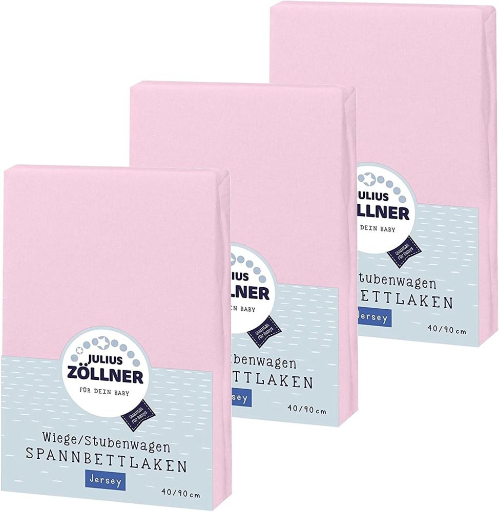 Julius Zöllner Spannbetttuch Jersey 90x40 Rosa 3er Pack Bild 1