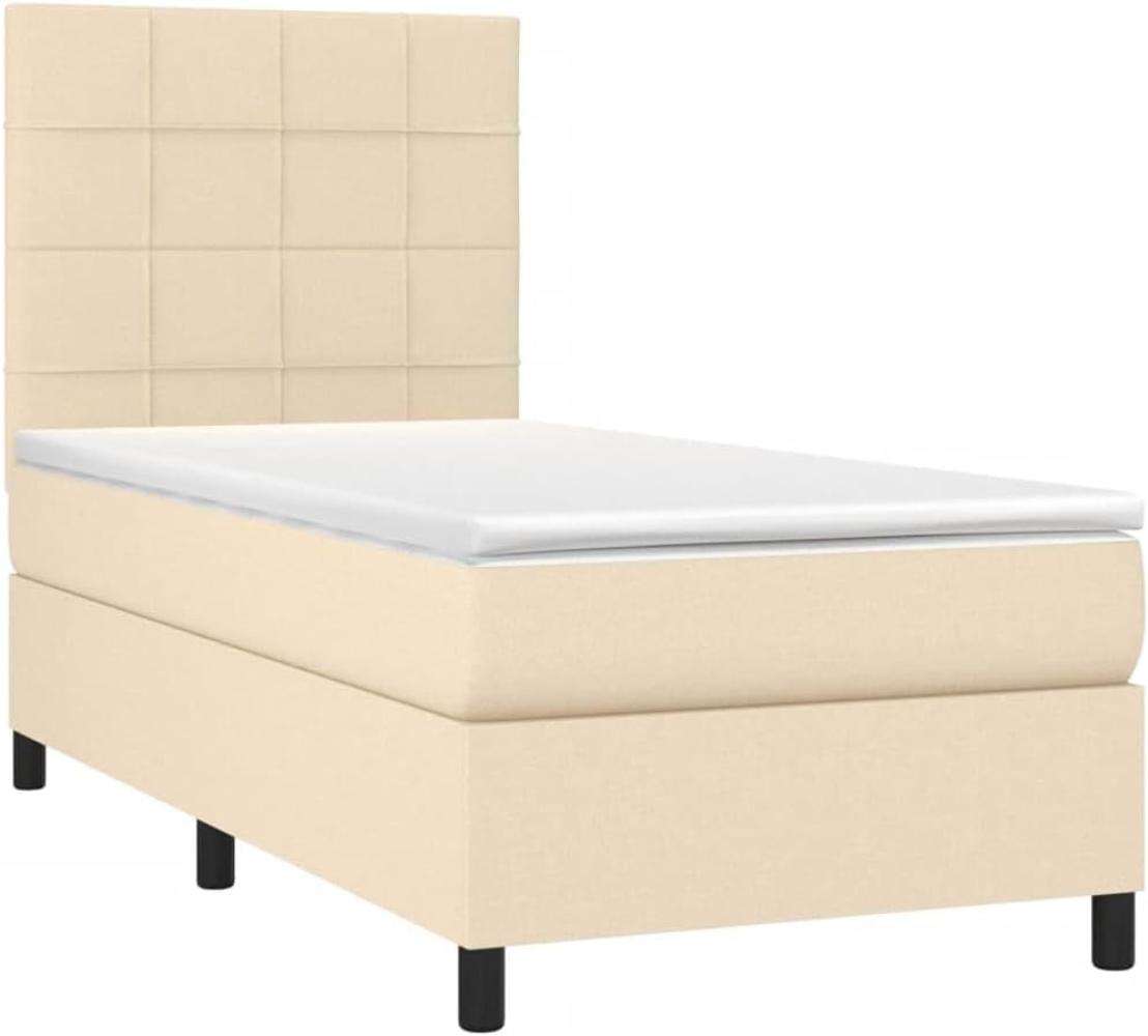 vidaXL Boxspringbett mit Matratze Creme 100x200 cm Stoff Bild 1