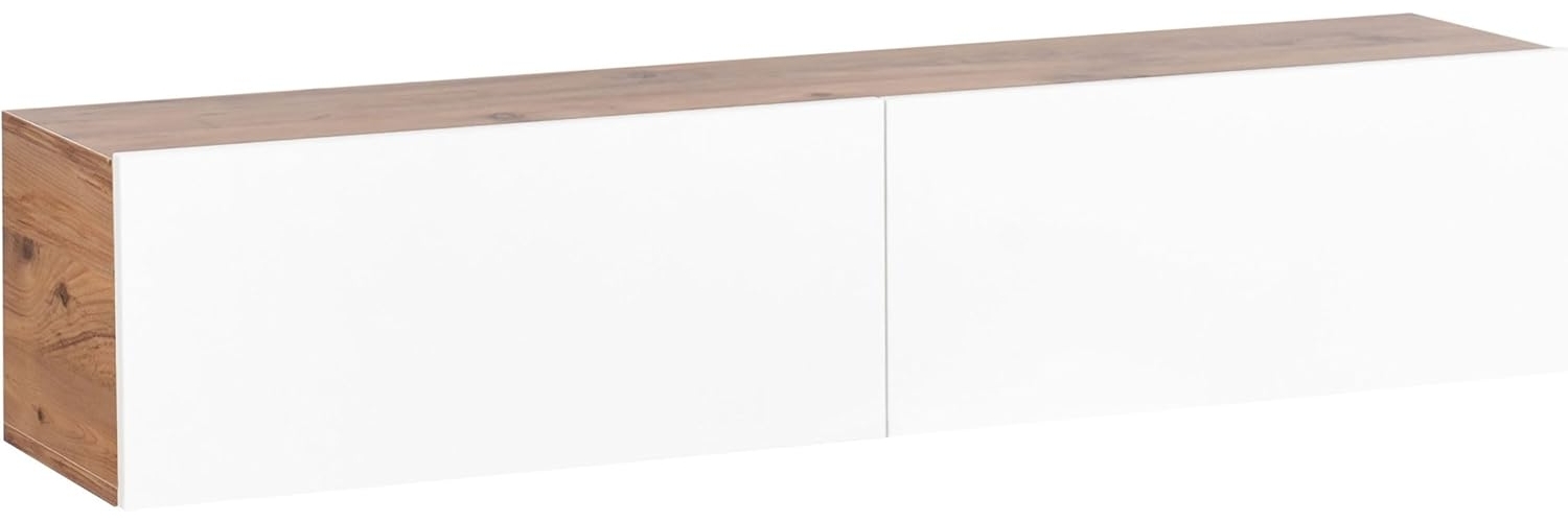 Wandmontierter TV-Schrank GLADSTONE Braun Weiß Bild 1