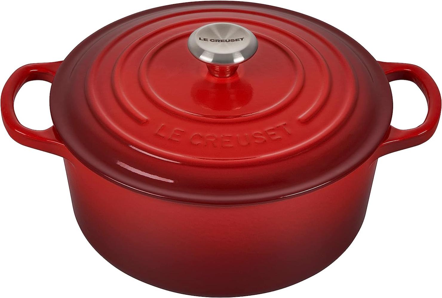 Le Creuset Signature Gusseisen-Bräter mit Deckel, Für alle Herdarten und Induktion geeignet, Rund, Kirschrot, 22,0 cm, 3.3 Bild 1