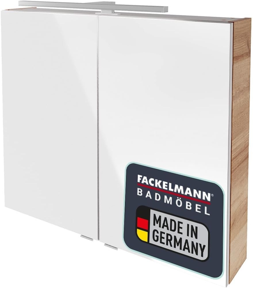 Fackelmann B.BRILLANT LED-Spiegelschrank, 80 cm breit, Braun hell Bild 1