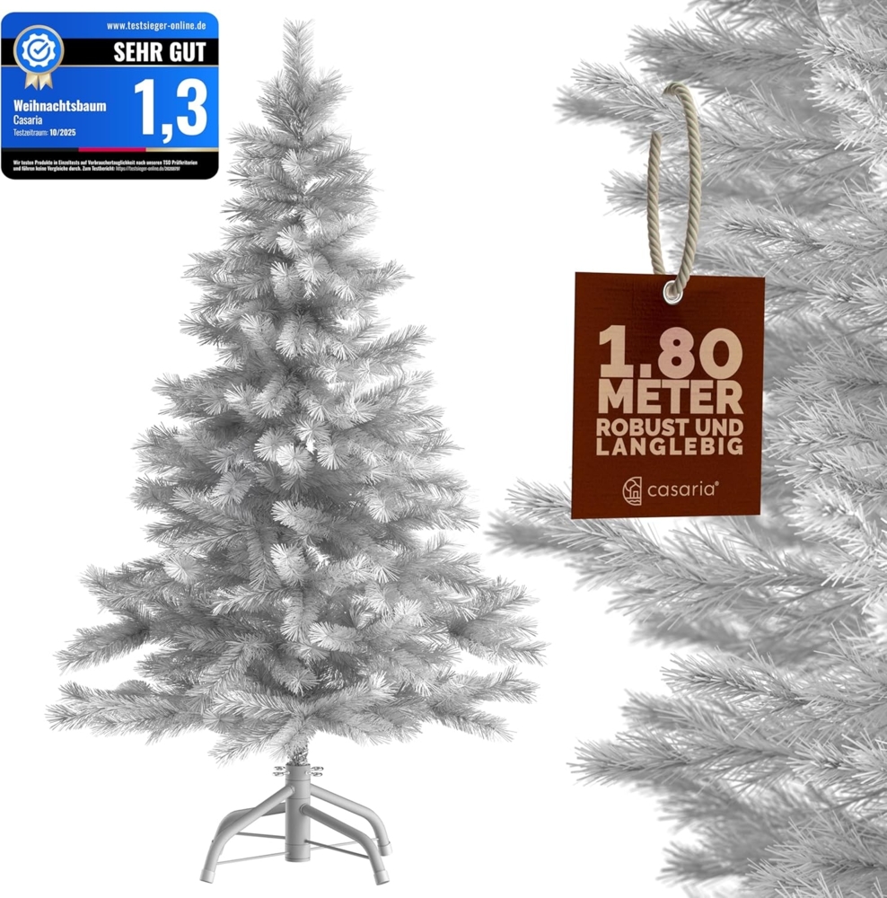 Casaria Künstlicher Weihnachtsbaum, 180cm dichte Spitzen weißer Baum Metallständer Schnellaufbau flammfest Bild 1