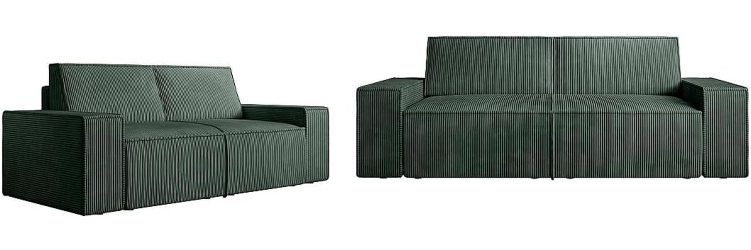 Vente-unique - Sofa 3-Sitzer & 2-Sitzer - Cord - Grün - AMELIA Bild 1