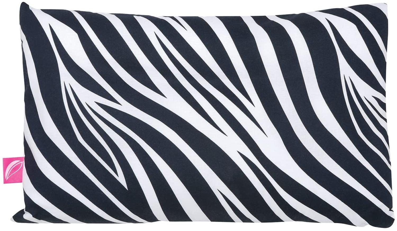 Babykopfkissen Kinderkopfkissen 35x40 cm -Öko Tex Standard 100 - inkl. abnehmbarem Bezug aus 100% Baumwolle von Motherhood (Zebra dunkelblau) Bild 1