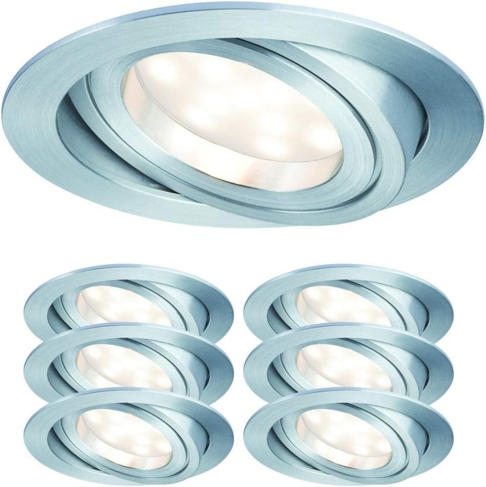 MILI 6er Set Einbauleuchtenn 5W 3000K 230V Alu gedreht Schwenkbar 400 Lumen Warm Weiss flach 35mm 7014 Bild 1