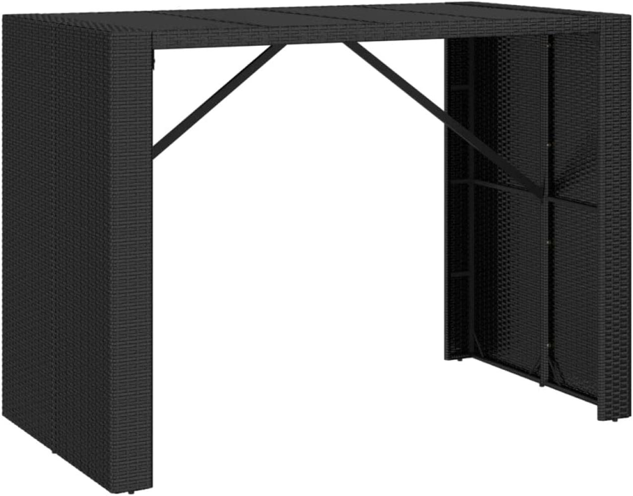 vidaXL Bartisch mit Glasplatte Schwarz 145x80x110 cm Poly Rattan 362597 Bild 1