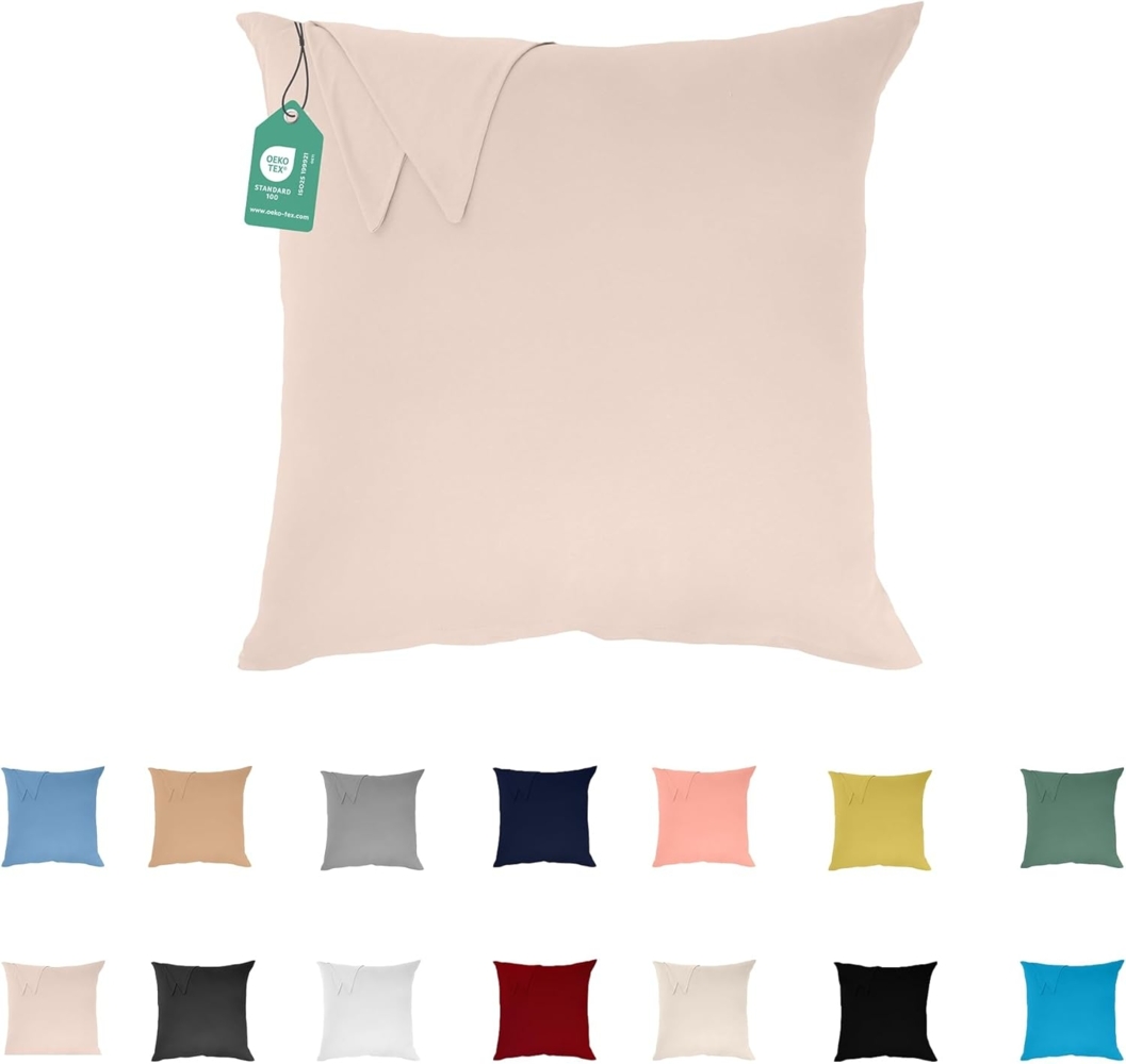 Livessa Kissenbezug 80x80 aus%100 Baumwolle Jersey Stoff - Verdeckter Reißverschluss, Kopfkissenbezug 80x80 cm, Kissenhülle, Ultra weich und atmungsaktiv, Oeko-Tex Zertifiziert Bild 1