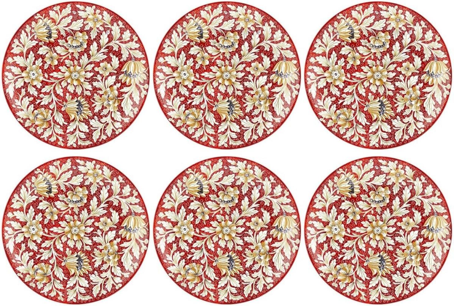 Casa Padrino Luxus Keramik Teller 6er Set Rot / Mehrfarbig Ø 40 cm - Handgefertigte & handbemalte Essteller mit Blumendesign - Hotel & Restaurant Accessoires - Luxus Qualität - Made in Italy Bild 1