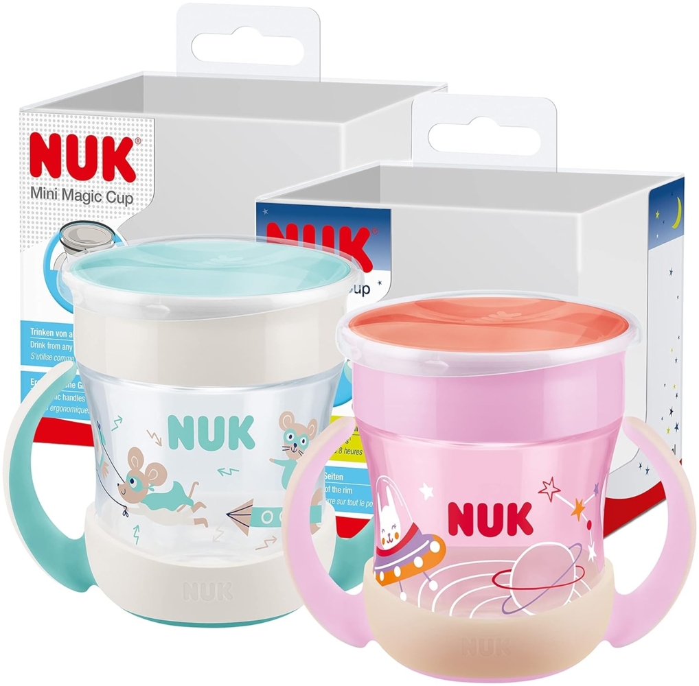 NUK Trinklernbecher NUK Mini Magic Cup GITD Rosa – Leuchtend, 2er Pack Bild 1