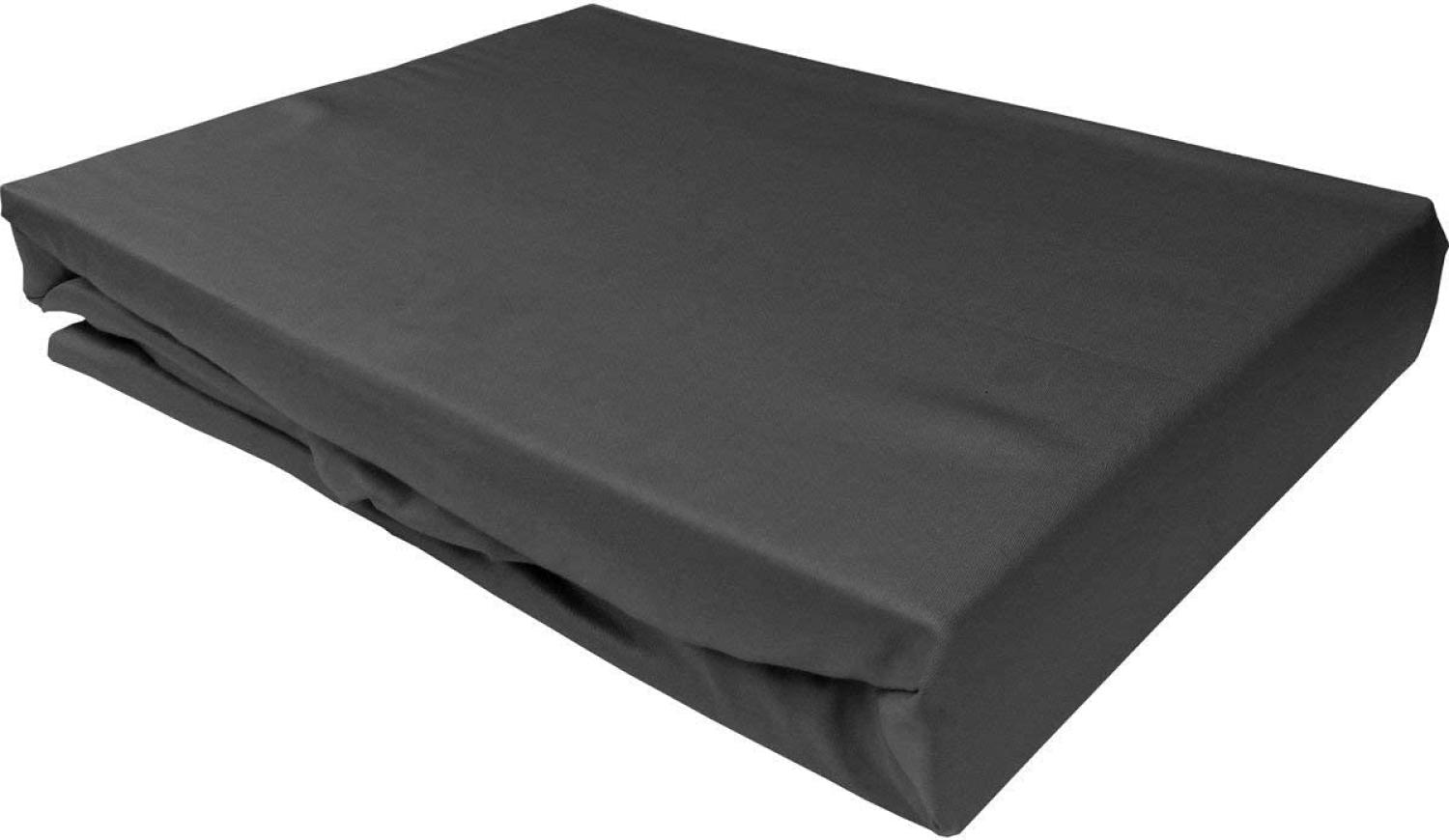 Bettwaesche-mit-Stil Mako-Satin Spannbettlaken anthrazit 100x200cm Höhe 21-30cm Bild 1