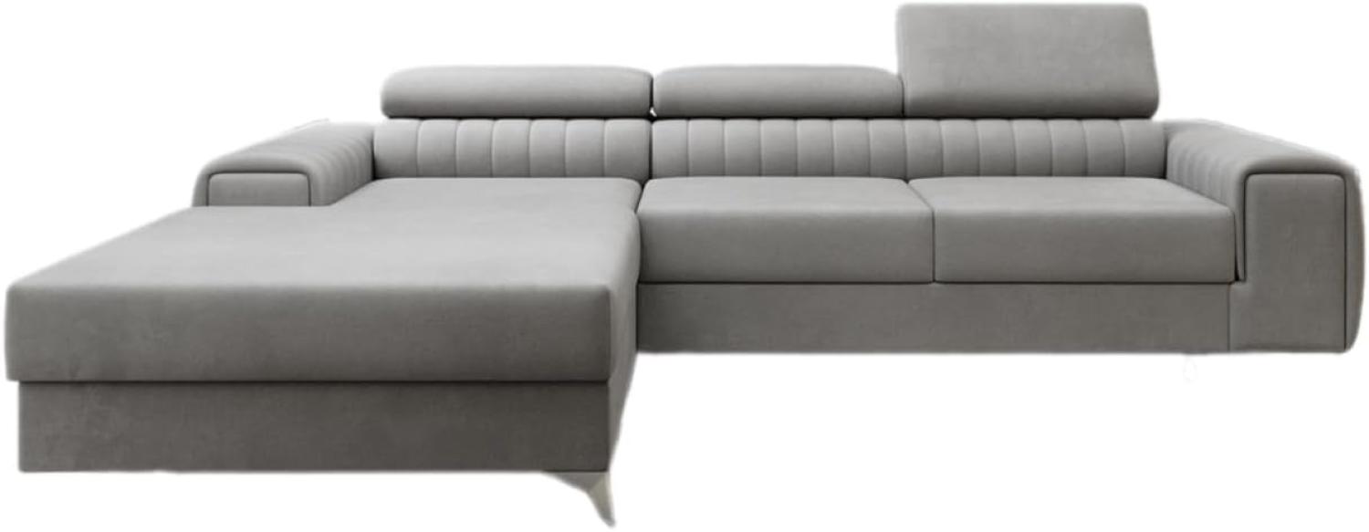 Designer Sofa Melinda mit Schlaf- und Klappfunktion Samt Hellgrau Links Bild 1