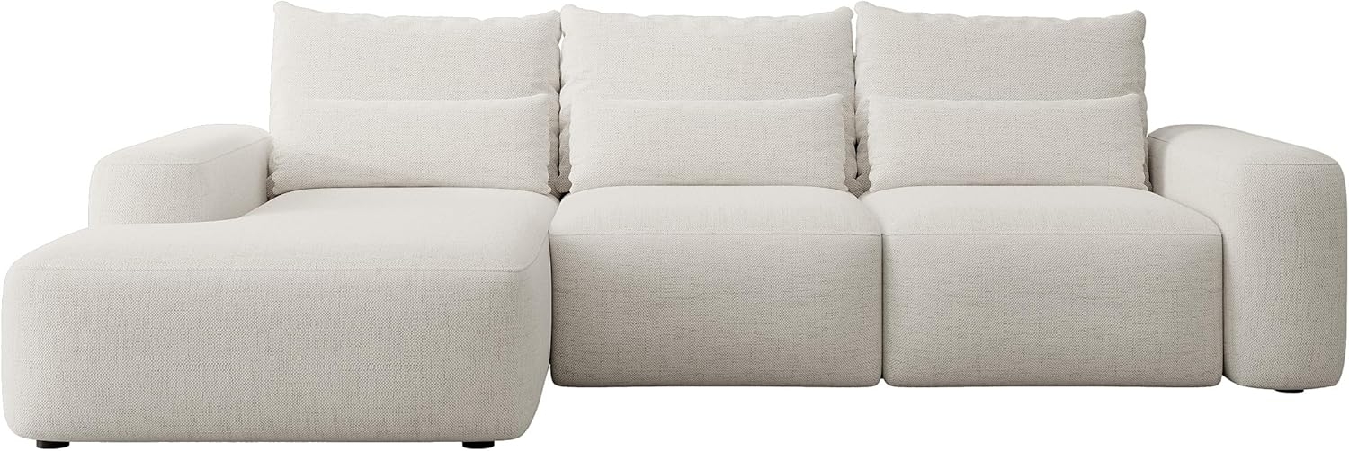 Selsey Sofa Ecksofa Eckcouch Schlafsofa Couch Mit Stauraum Schlaffunktion Pflegeleicht Mit Kissen Lendenkissen L Form Freistehend Links Hydrophobe Chenille Creme Carnos Bild 1