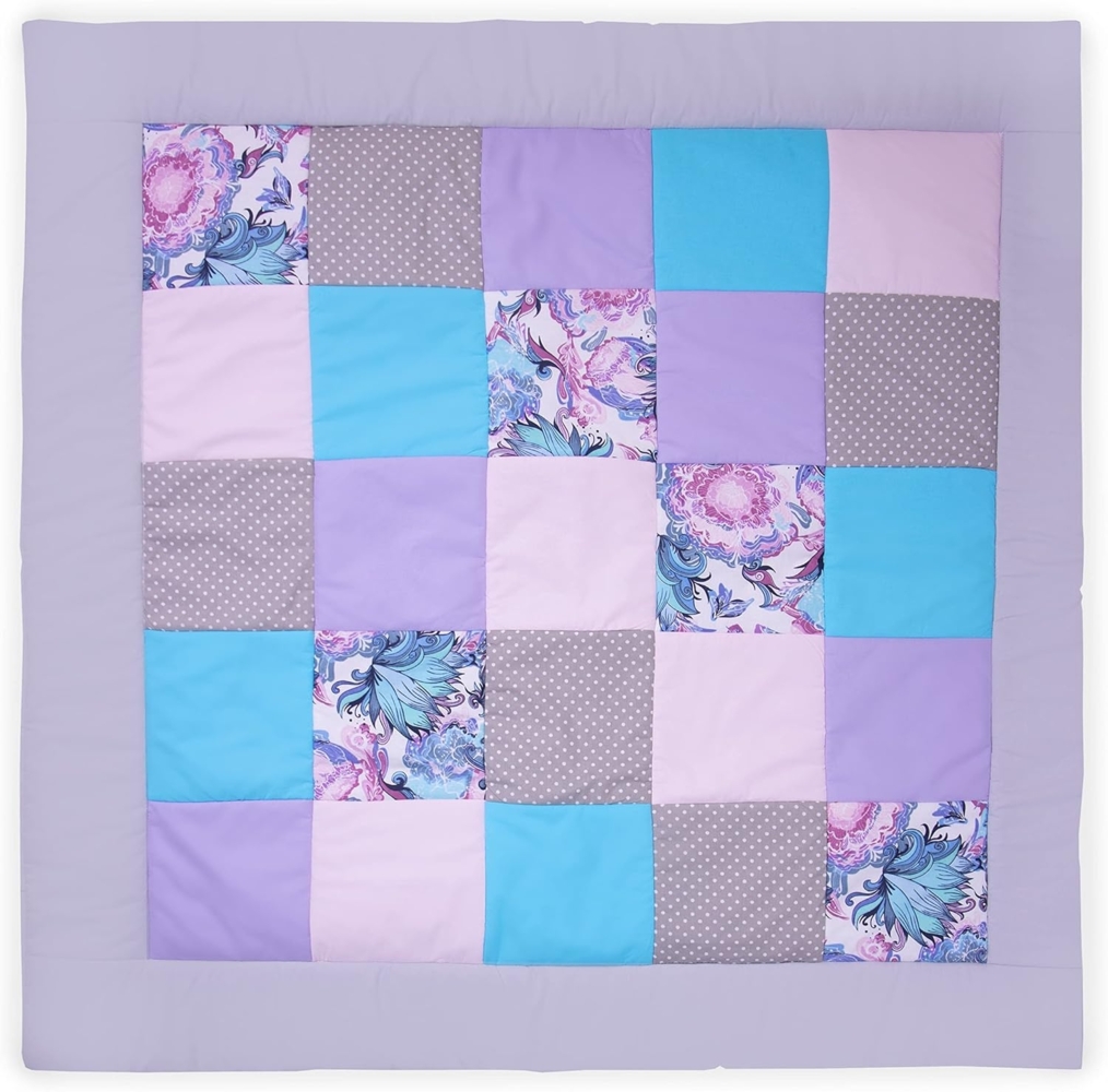 Amilian Krabbeldecke; Patchworkdecke; Krabbelmatte; Spieldecke; Laufgittereinlage; Matte; Decke; Kuscheldecke; Spielmatte als Geschenk für Baby, Kinder; Erstausstattung; Patchwork: M126 (145x145 cm) Bild 1