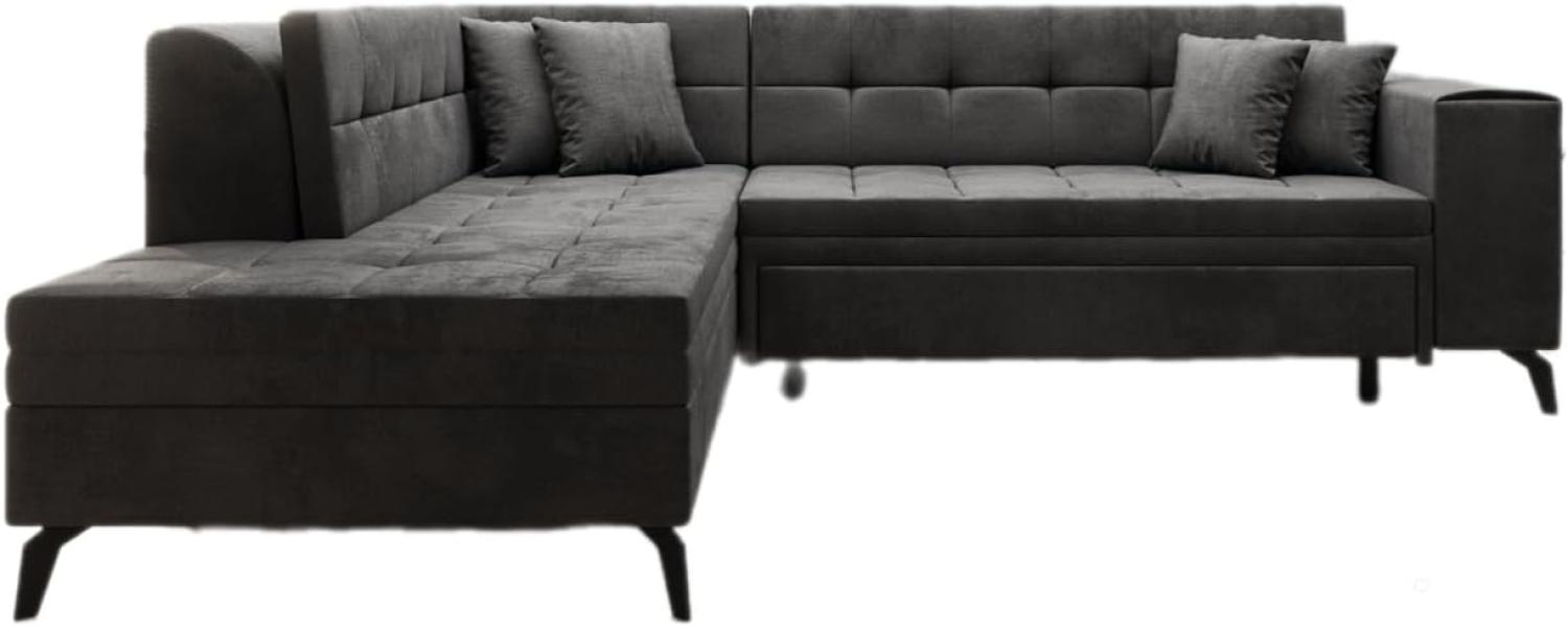 Designer Sofa Lania mit Schlaffunktion Samt Anthrazit Links Bild 1