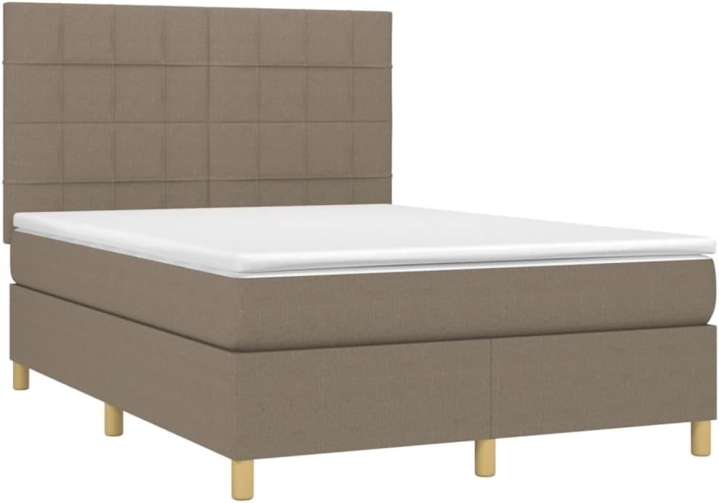 vidaXL Boxspringbett mit Matratze Taupe 140x200 cm Stoff 3142341 Bild 1