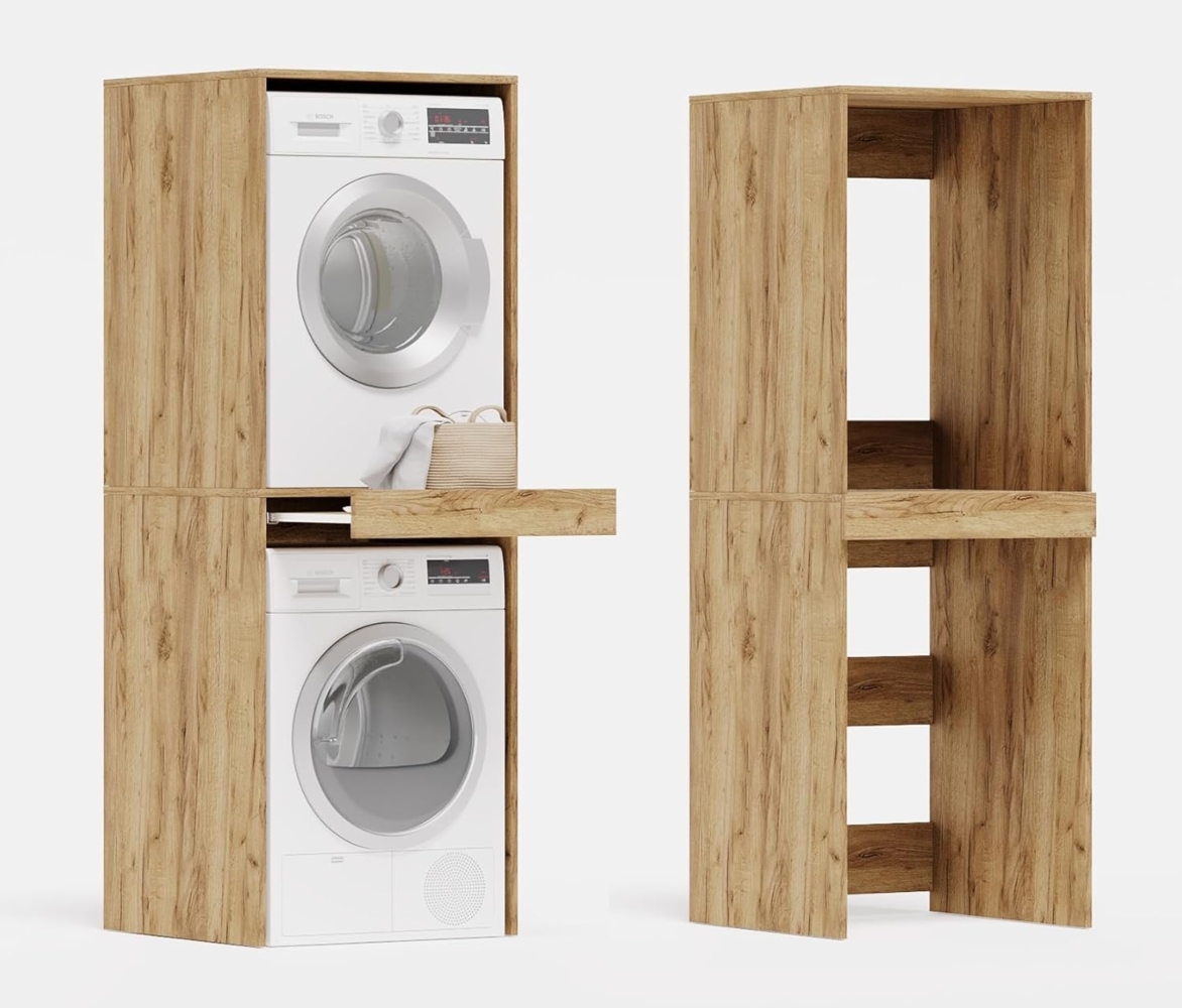 Platan Room Waschmaschinenumbauschrank Waschmaschinenschrank für Waschmaschine & Wäschetrockner Waschmaschine Trockner Schrank mit Ausziehbrett Überbauschrank Bild 1