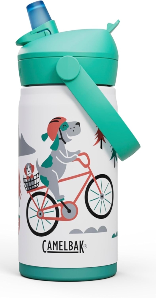 CAMELBAK THRIVE FS KIDS VSS 12OZ Trinkflasche Sport – vakuumisolierter Edelstahl – auslaufsicher – hält Wasser eiskalt – für kleine Abenteurer – Biking Dogs, Größe: OS Bild 1