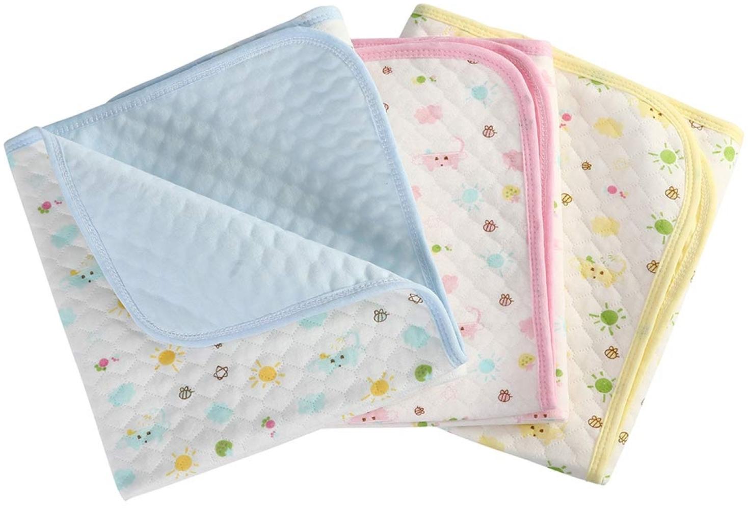 Baby Infant Wasserdicht Matte Wickelauflage - Ökologische Baumwolle Atmungsaktiv Wiederverwendbar Matratze Pad Packung mit 3 (S (35 x 45 cm)) Bild 1