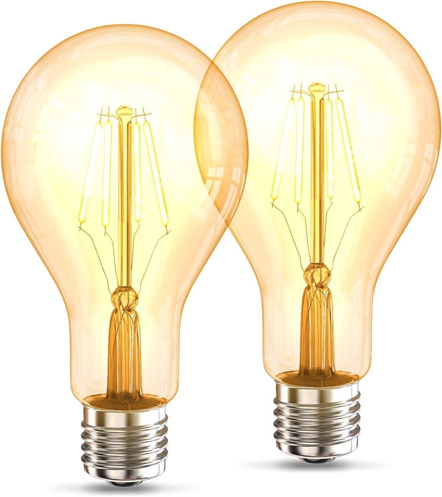 B.K.Licht LED-Leuchtmittel BK_LM1404 LED Leuchtmittel 2er Set E27 A75, E27, 2 St, Warmweiß, 2.200 K Edison Vintage Glühbirne Filament Bild 1