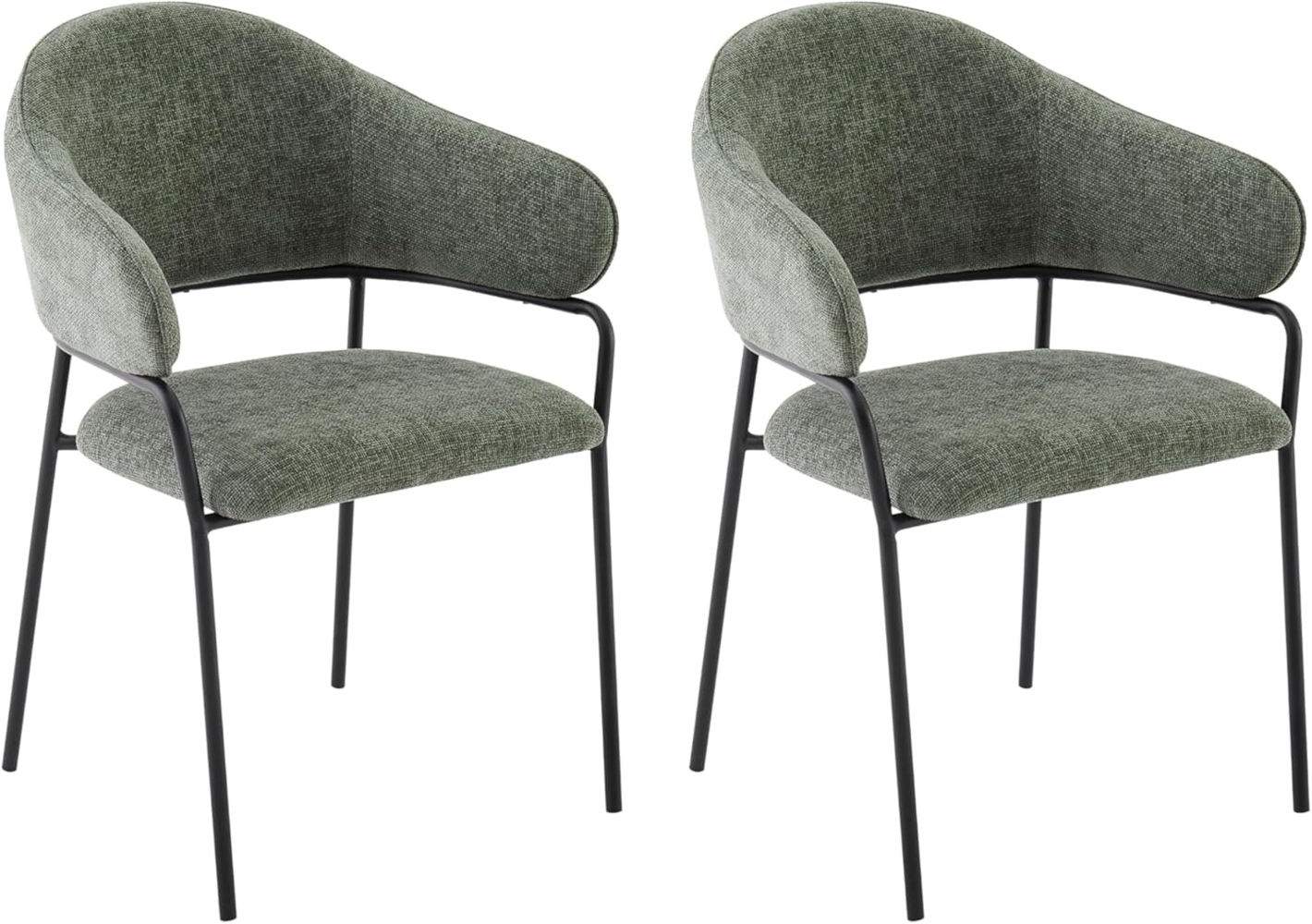 byLIVING Stuhl 2-er Set Curve/Webstoffbezug, Gestell Metall pulverbeschichtet/Esszimmerstuhl/Küchenstuhl/Maße: B 60 x H 86 x T 58 cm (Dunkelgrün) Bild 1