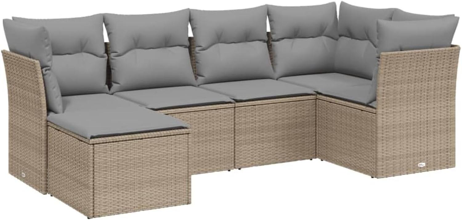 vidaXL 6-tlg. Garten-Sofagarnitur mit Kissen Beige Poly Rattan 3263175 Bild 1