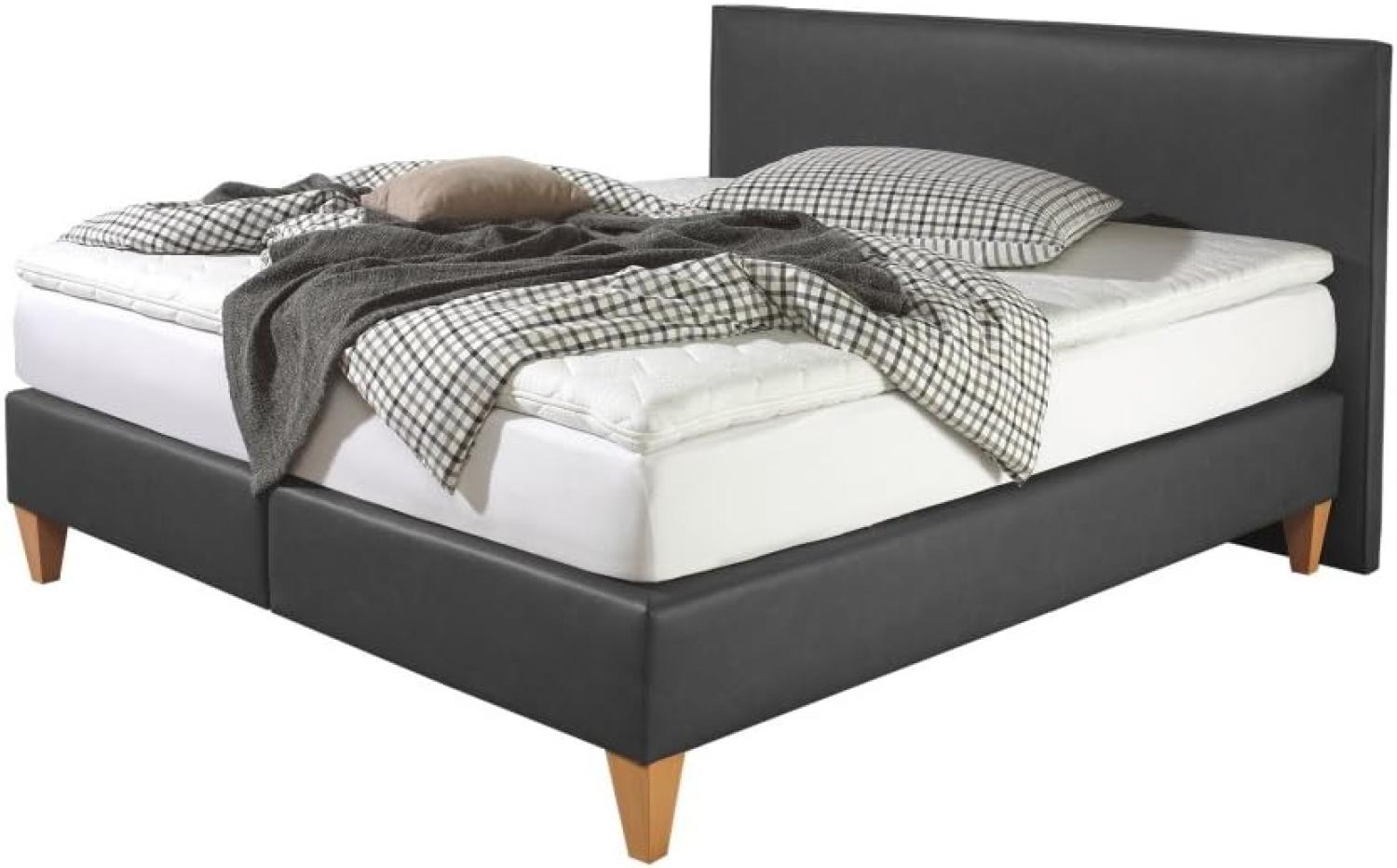 Maintal Boxspringbett Luxor, 160 x 200 cm, Kunstleder, 7-Zonen-Kaltschaum Matratze h3, Anthrazit Bild 1