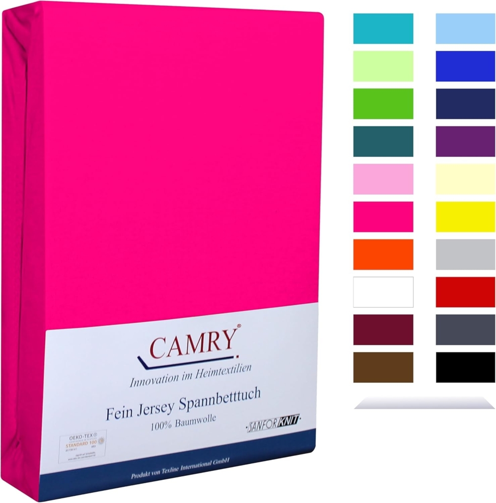 Camry Spannbettlaken CLASSIC, Jersey Baumwolle, Gummizug: rundum, viele Farben, alle Matratzenhöhen, Bettlaken, Spannbetttuch Bild 1