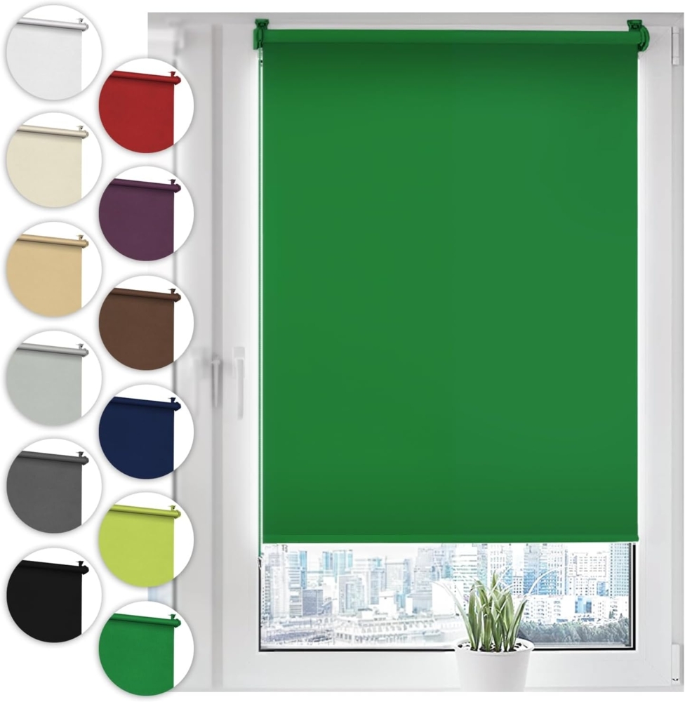 Verdunkelungsrollo Klemmfix ohne Bohren 90x210 cm Grün Verdunklungsrollo Fensterrollo Rollo Seitenzugrollo Klemmrollo für Fenster & Tür Bild 1