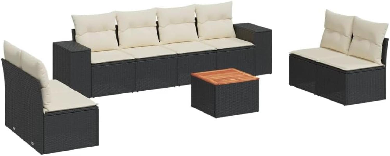 vidaXL 9-tlg. Garten-Sofagarnitur mit Kissen Schwarz Poly Rattan 3225405 Bild 1