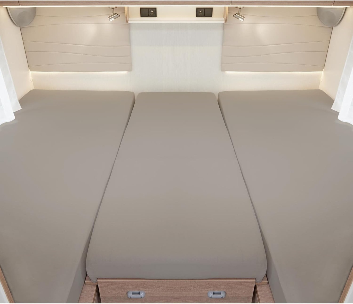 BettwarenShop Wohnmobil Wohnwagen Heckbett Spannbetttuch-Set 3-teilig|2 Längsbetten + Mittelteil| kieselBettwarenShop Wohnmobil Wohnwagen Heckbett Spannbetttuch-Set 3-teilig Bild 1