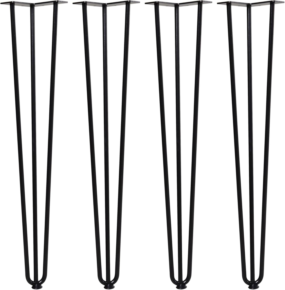 HOMCOM Tischbein 4er-Set Tischfüße, Möbelfüße aus Stahl, mit Gabel-Design, 12 x 12 x 71 cm, Schwarz Bild 1
