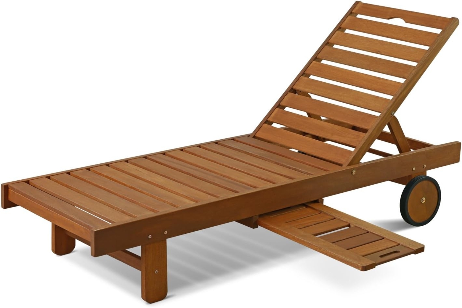 Furinno Tioman Outdoor Hartholz Sonnenliege mit Ablage, holz, Natürlich, 59.69 x 59.69 x 30.48 cm Bild 1