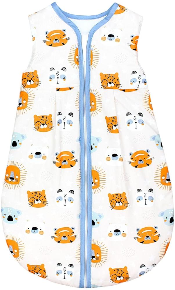 TupTam Ganzjahresschlafsack 2.5 TOG wattiert ärmellos Baby Schlafsack OEKO-TEX, Farbe: Tierköpfe Orange Blau Weiß, Größe: 92-98 Bild 1