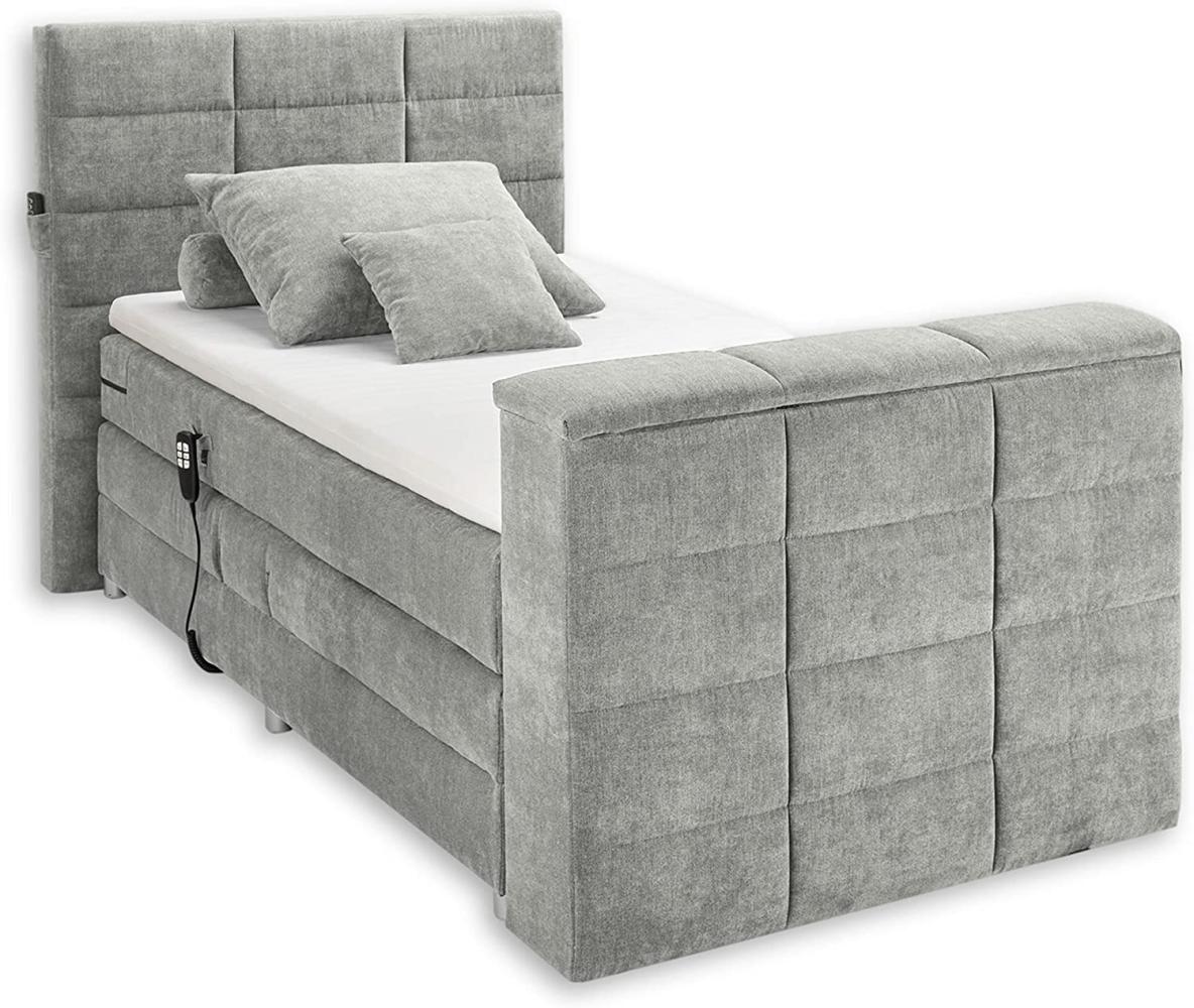 DENVER 6 Boxspringbett 120x200 elektrisch verstellbar, Schlamm - Bequemes Doppelbett mit motorisierter TV-Halterung - 134 x 123 x 240 cm (B/H/T) Bild 1