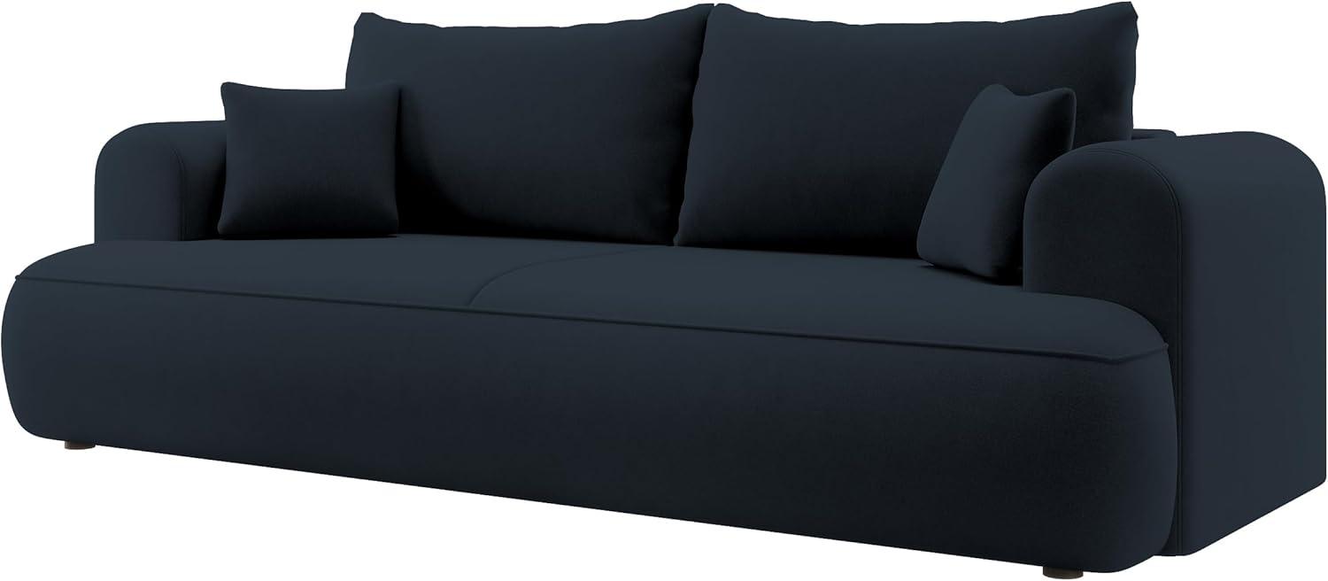 Selsey Sofa Schlafsofa Couch Mit Stauraum Schlaffunktion 3 Sitzer Pflegeleicht Polyurethanschaum Veloursoptik Dunkelblau OVO Bild 1