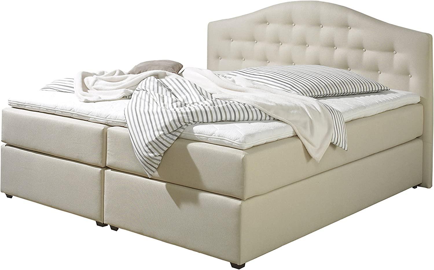 Maintal Boxspringbett Amber, 160 x 200 cm, Stoff, 7-Zonen-Kaltschaum Matratze h3, Beige Bild 1