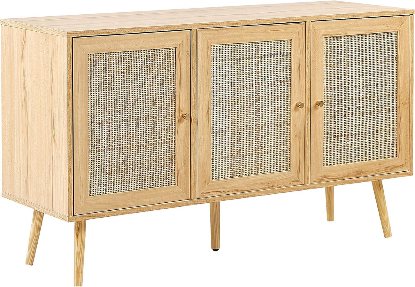 Sideboard Rattan hellbraun 3 Türen PEROTE Bild 1