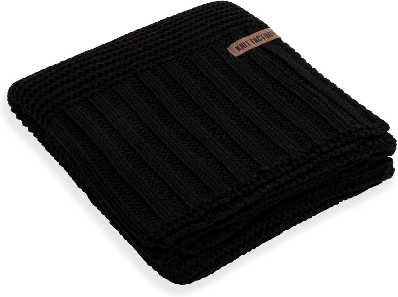 Knit Factory Vinz Decke 195x225 cm Glatt Schwarz Bild 1