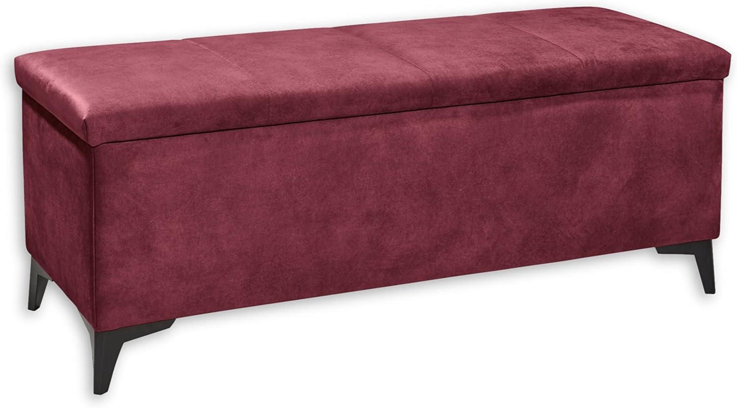 CHERITON Sitzbank mit Stauraum und gepolstertem Deckel, Burgund - Geräumige Sitztruhe für Boxspringbetten im Schlafzimmer - 140 x 52 x 50 cm (B/H/T) Bild 1